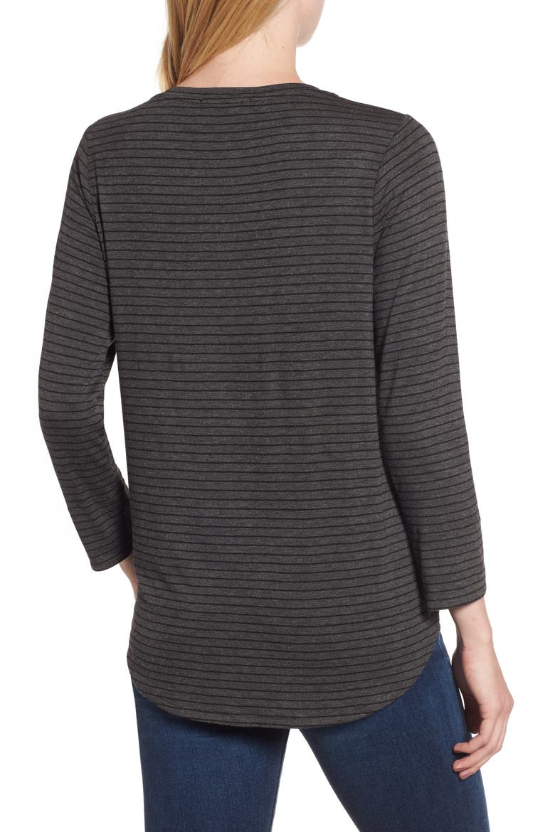Gibson x Living in Yellow Alice Stripe Jersey Top (Nordstrom Exclusive), Alternate, color, CHARCOAL/ BLACK