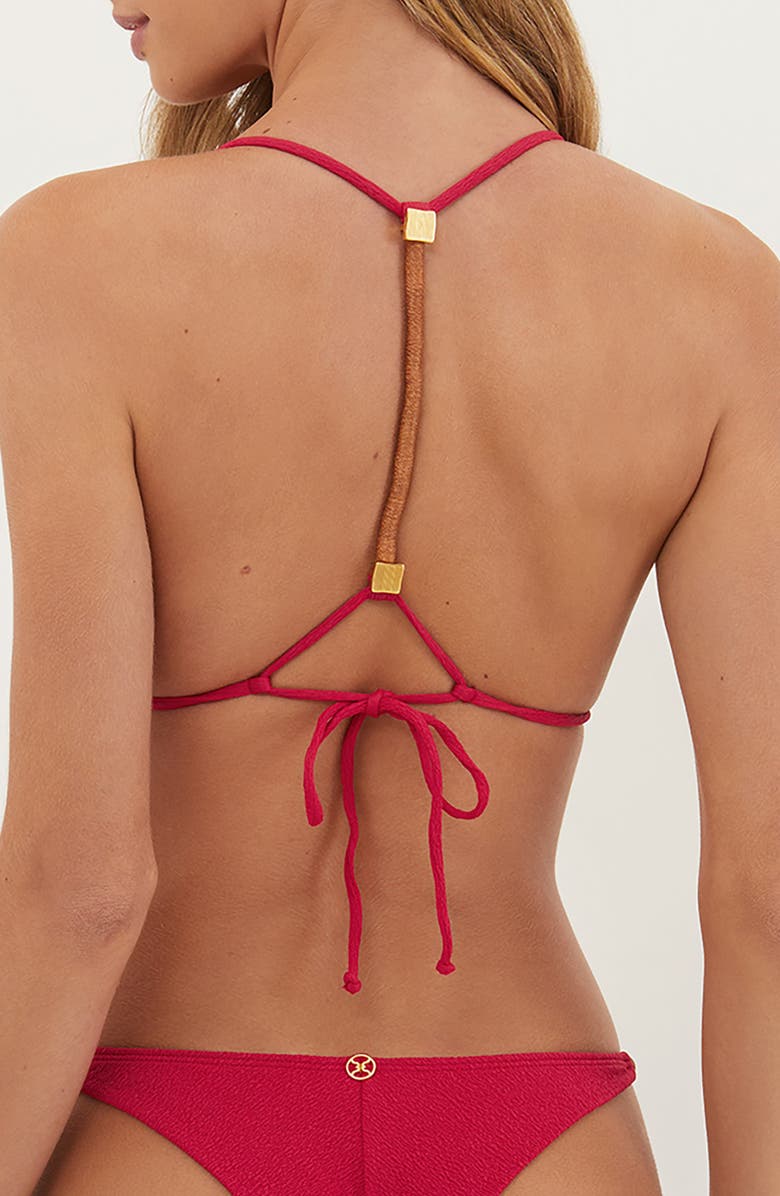 ViX Paula Hermanny Firenze Aika T-Back Beaded Triangle Bikini Top, Alternate, color, Red