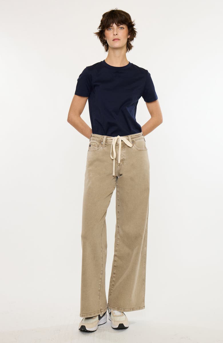 KanCan Natty Mid Rise Wide Flare Jeans, Alternate, color, Tan