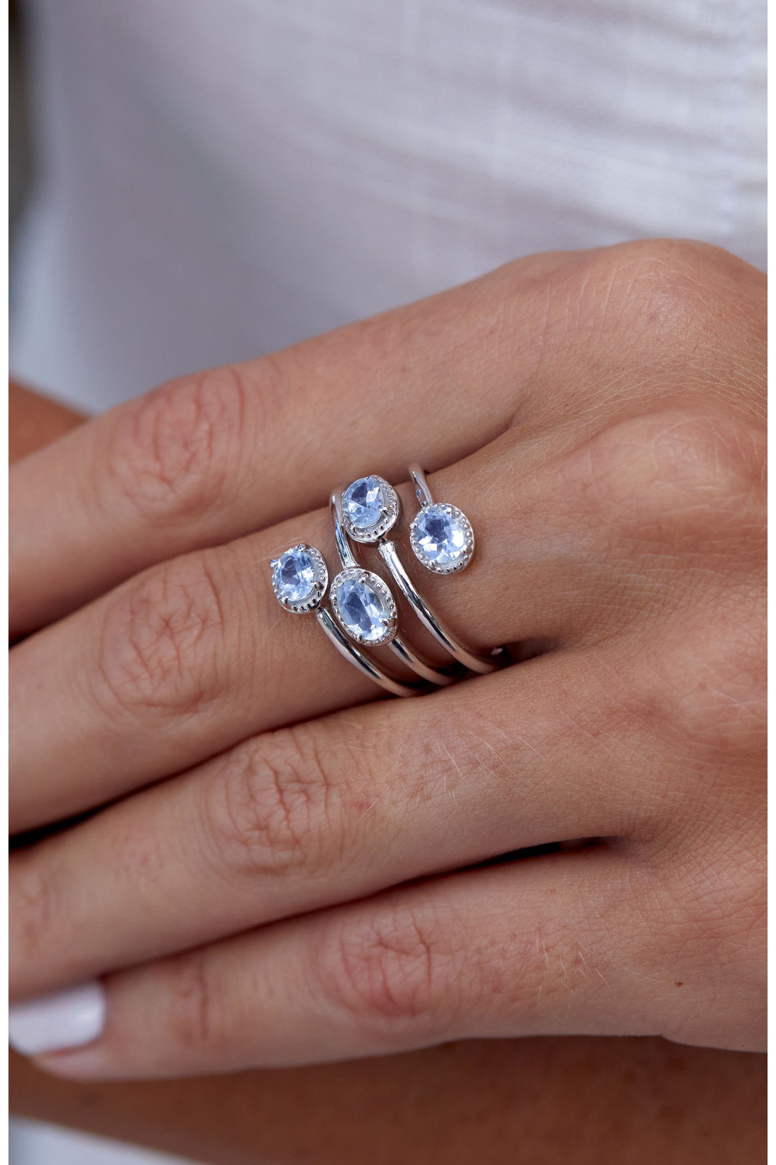 Siling Ring SAVVY CIE JEWELS Sterling Silver Aquamarine Wrap Ring (Women ...