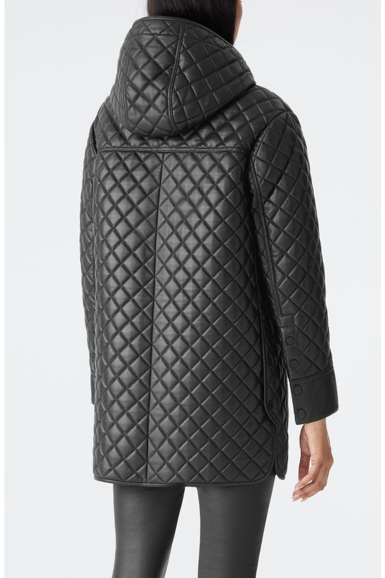 Litzy Quilted Hooded Leather Jacket, Alternate, color, BLACK