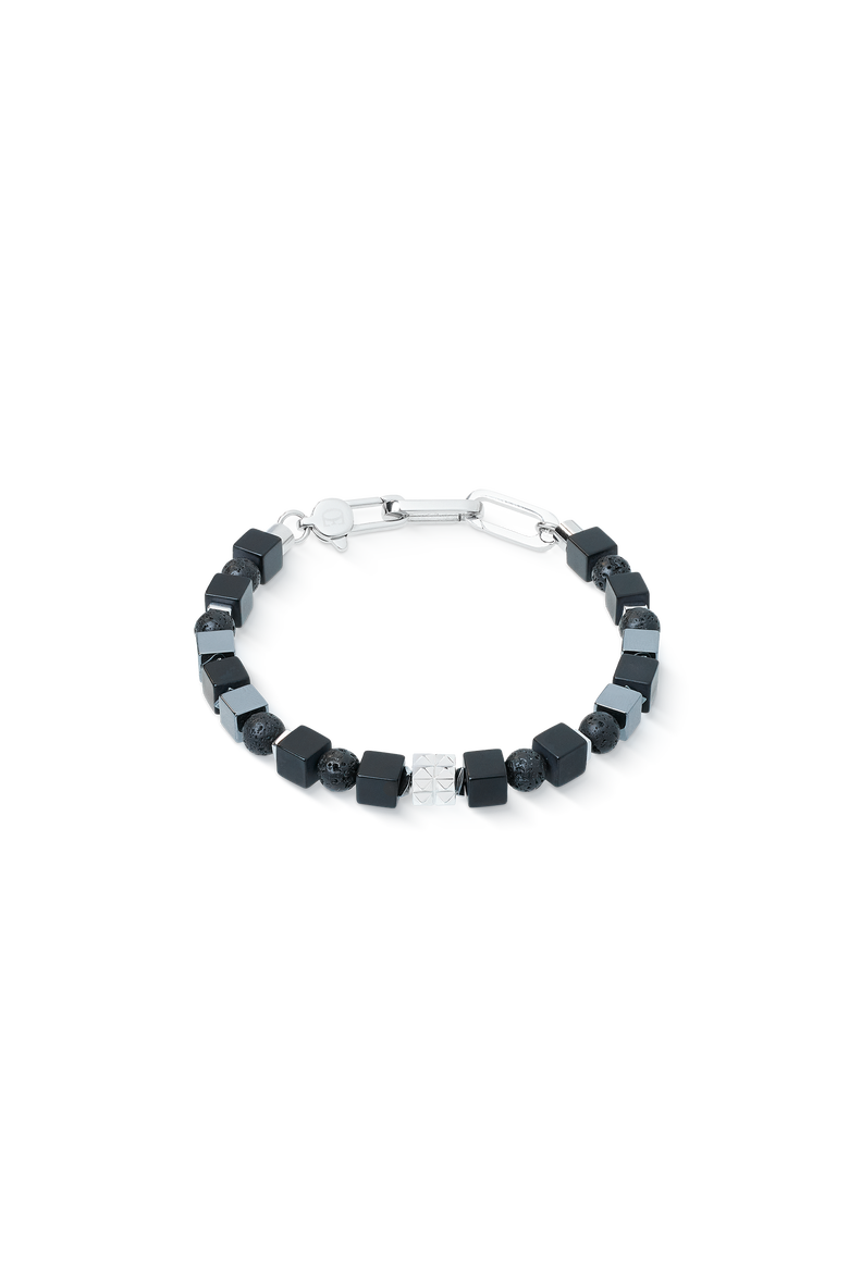 Bracelet Spikes Shape Mix Black-Silver, Main, color, Black