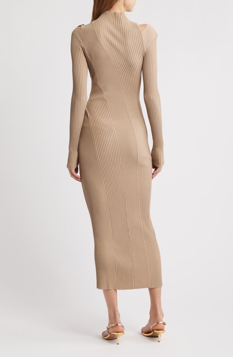Cult Gaia Alyssa Cutout Shoulder Long Sleeve Rib Sweater Dress, Alternate, color, 