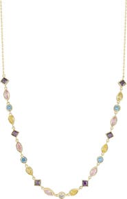 SPHERA MILANO 14K Gold Plated Sterling Silver Cubic Zirconia Frontal Necklace