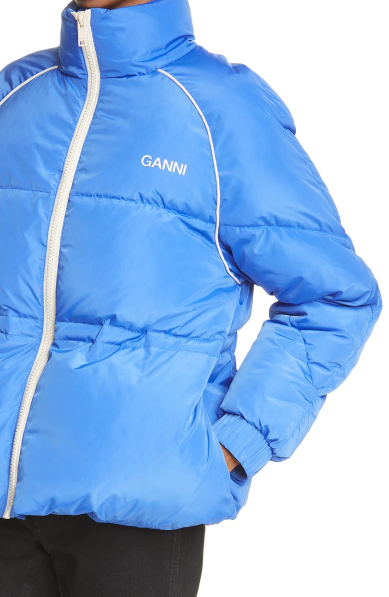 Ganni Funnel Neck Recycled Polyester Puffer Jacket, Alternate, color, 