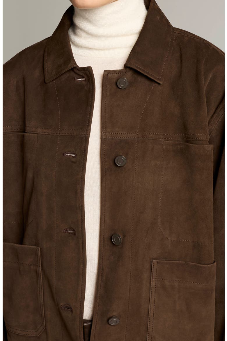 Suede Trucker Jacket, Alternate, color, PINEWOOD