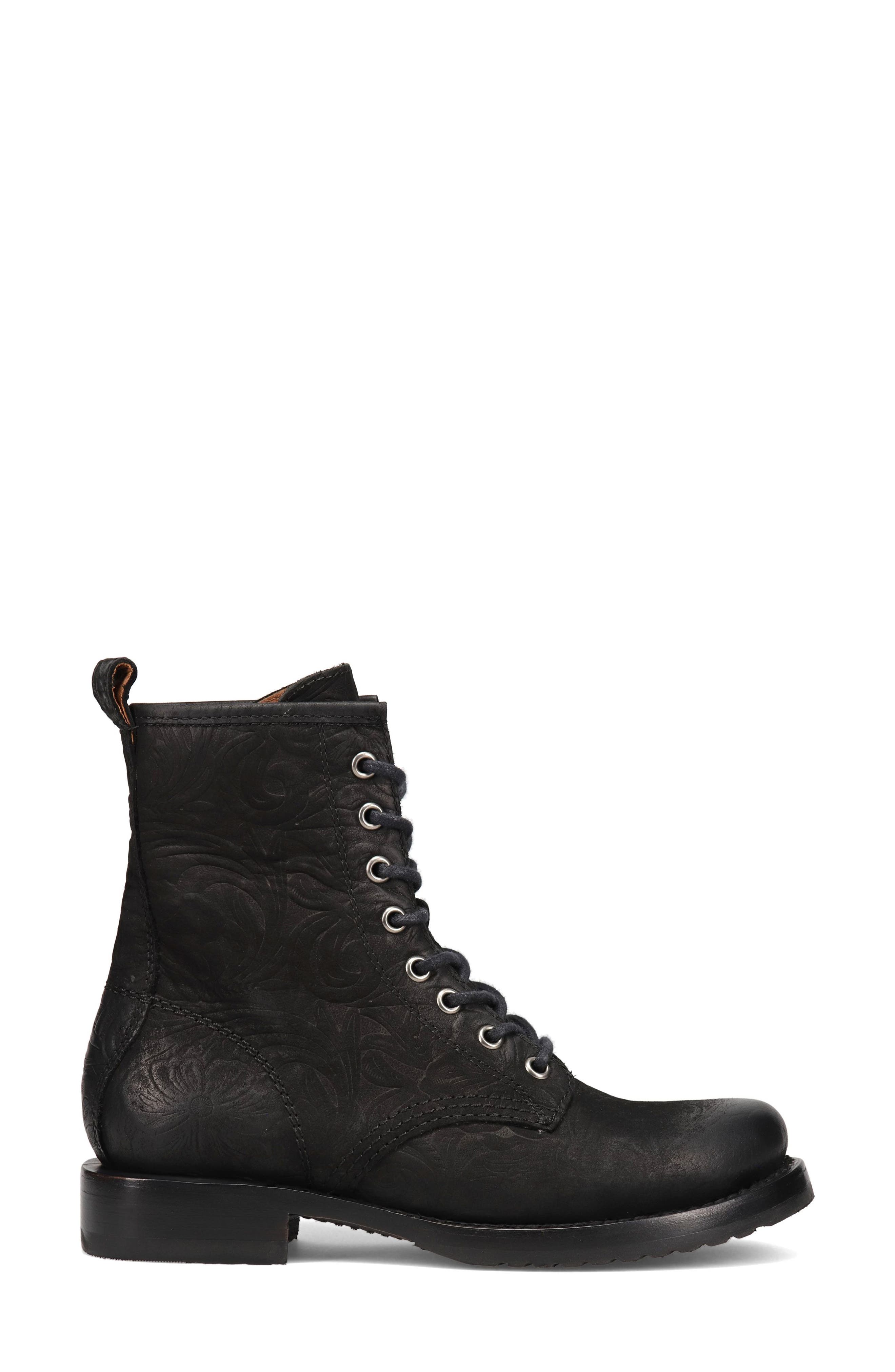 Veronica Combat Boot, Alternate, color, BLACK FLORAL