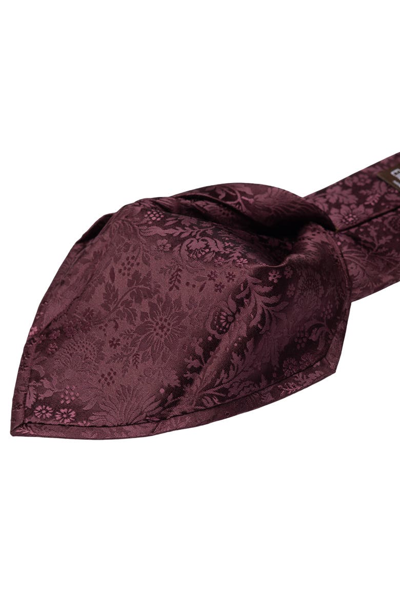 Elizabetta Goldoni - Silk Jacquard Tie for Men, Alternate, color, Burgundy