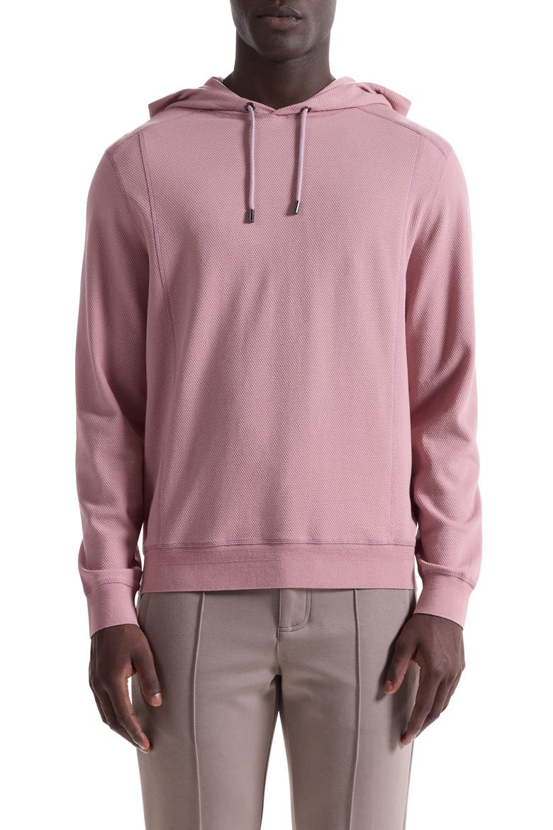 Textured Piqué Hoodie, Main, color, WOOD ROSE