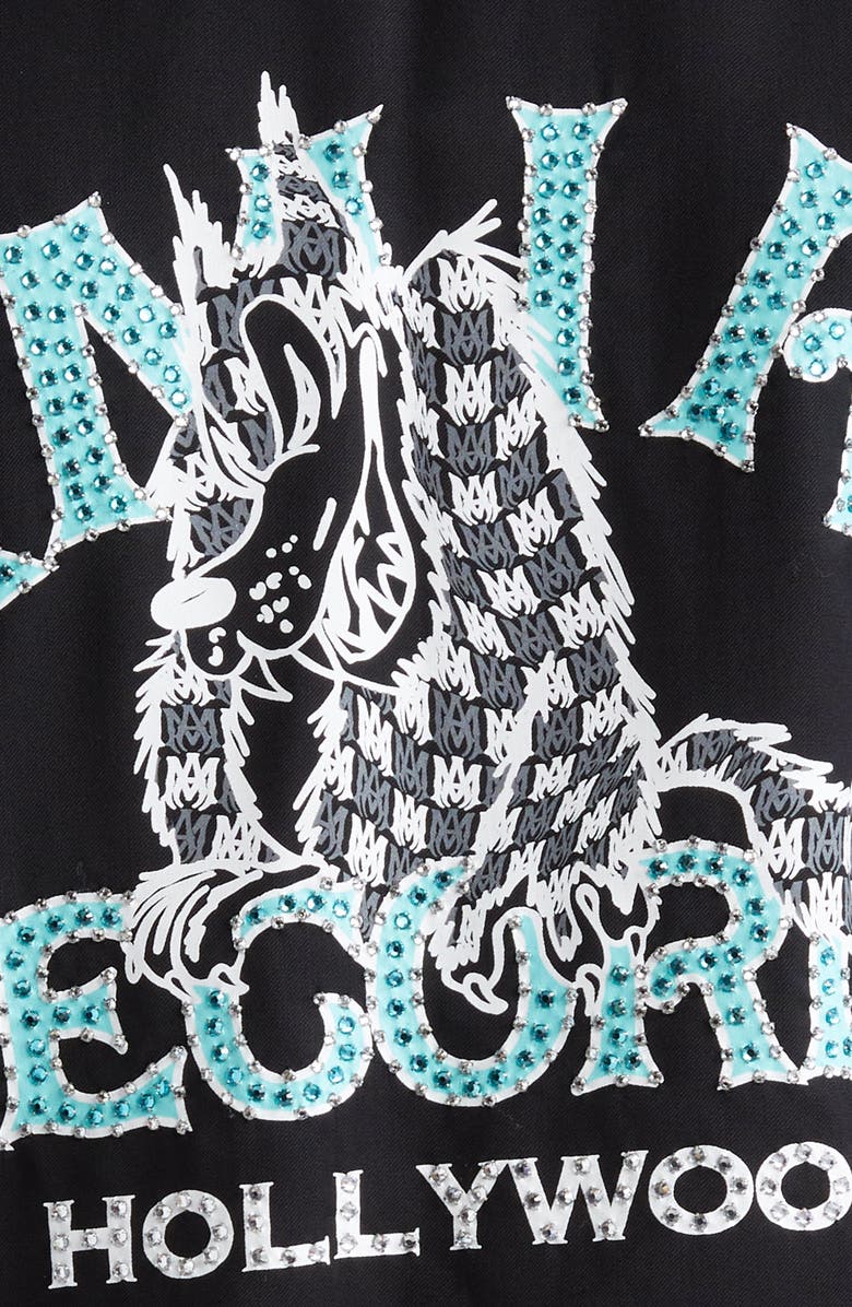 AMIRI Crystal Embellished Wolf Logo Jacket, Alternate, color, 
