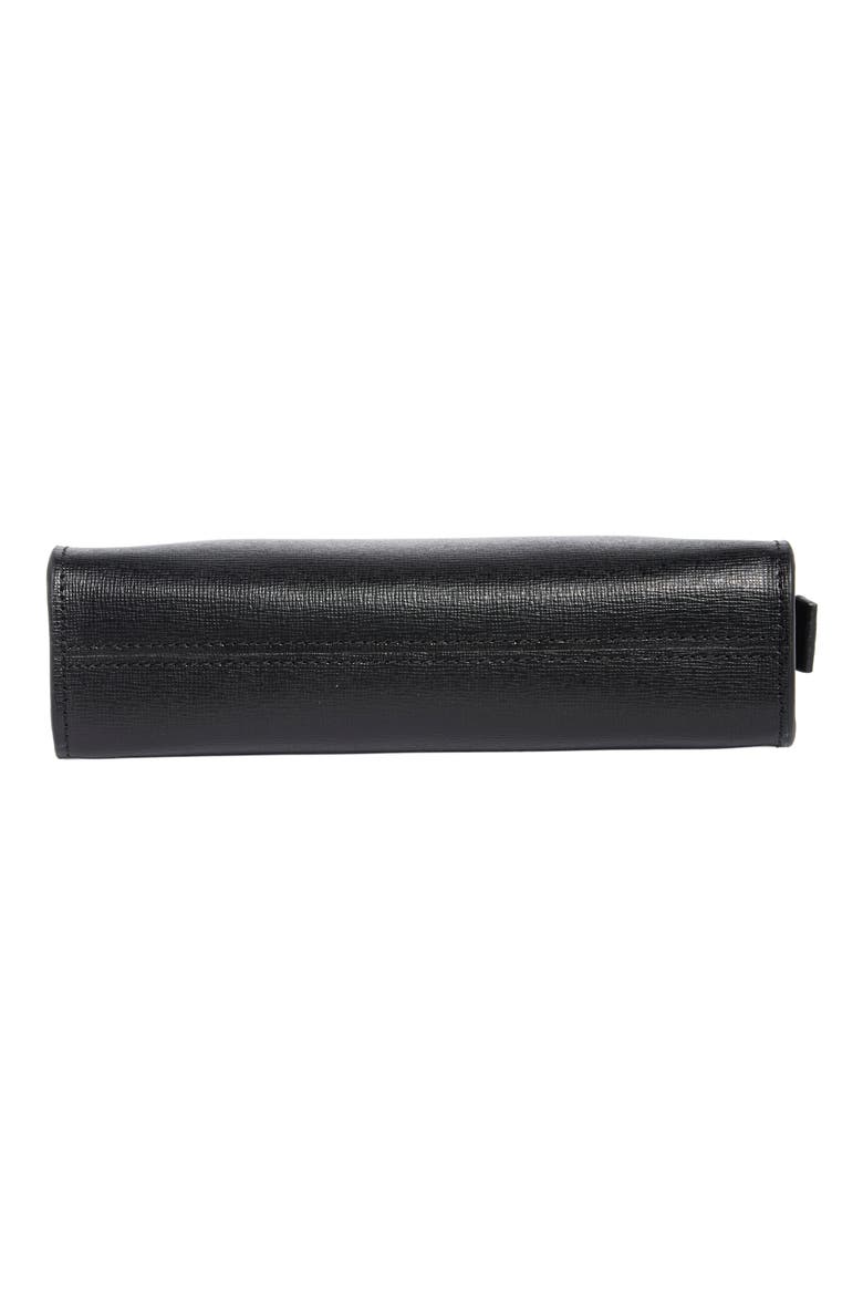 Gusseted Leather Wristlet, Alternate, color, BLACK