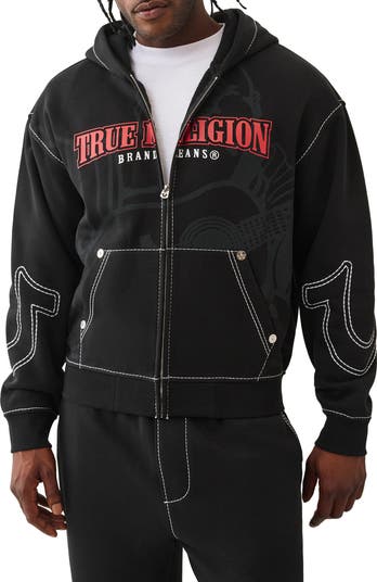 Cinched Big T Cotton Blend Zip Hoodie