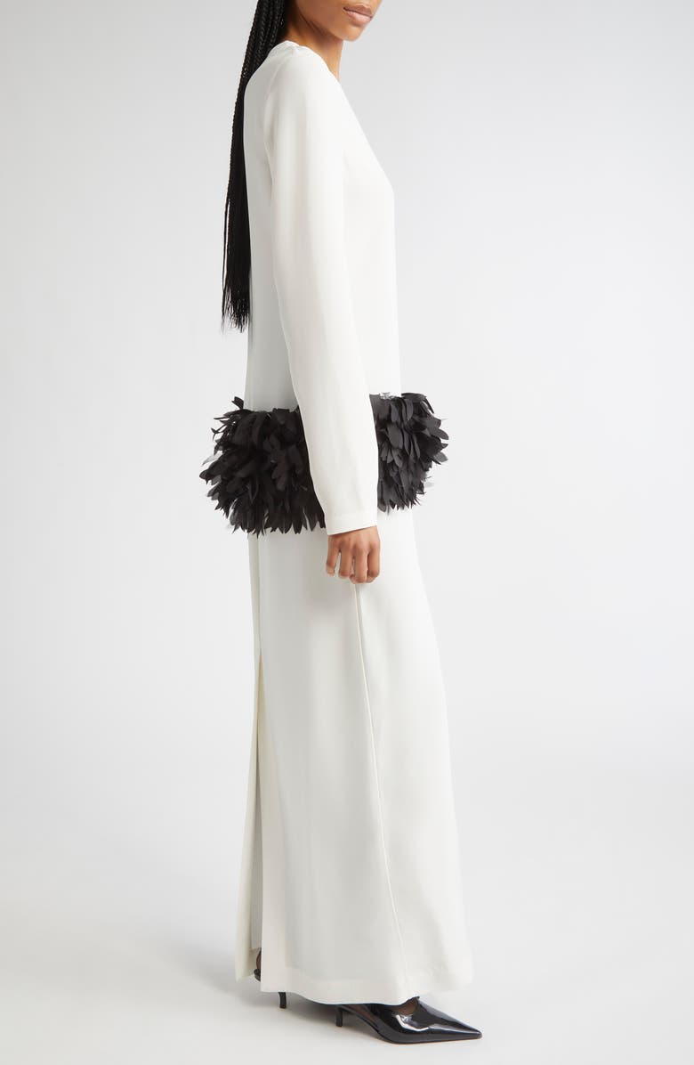 TOTEME Petal Long Sleeve Wool & Silk Dress, Alternate, color, Off-White