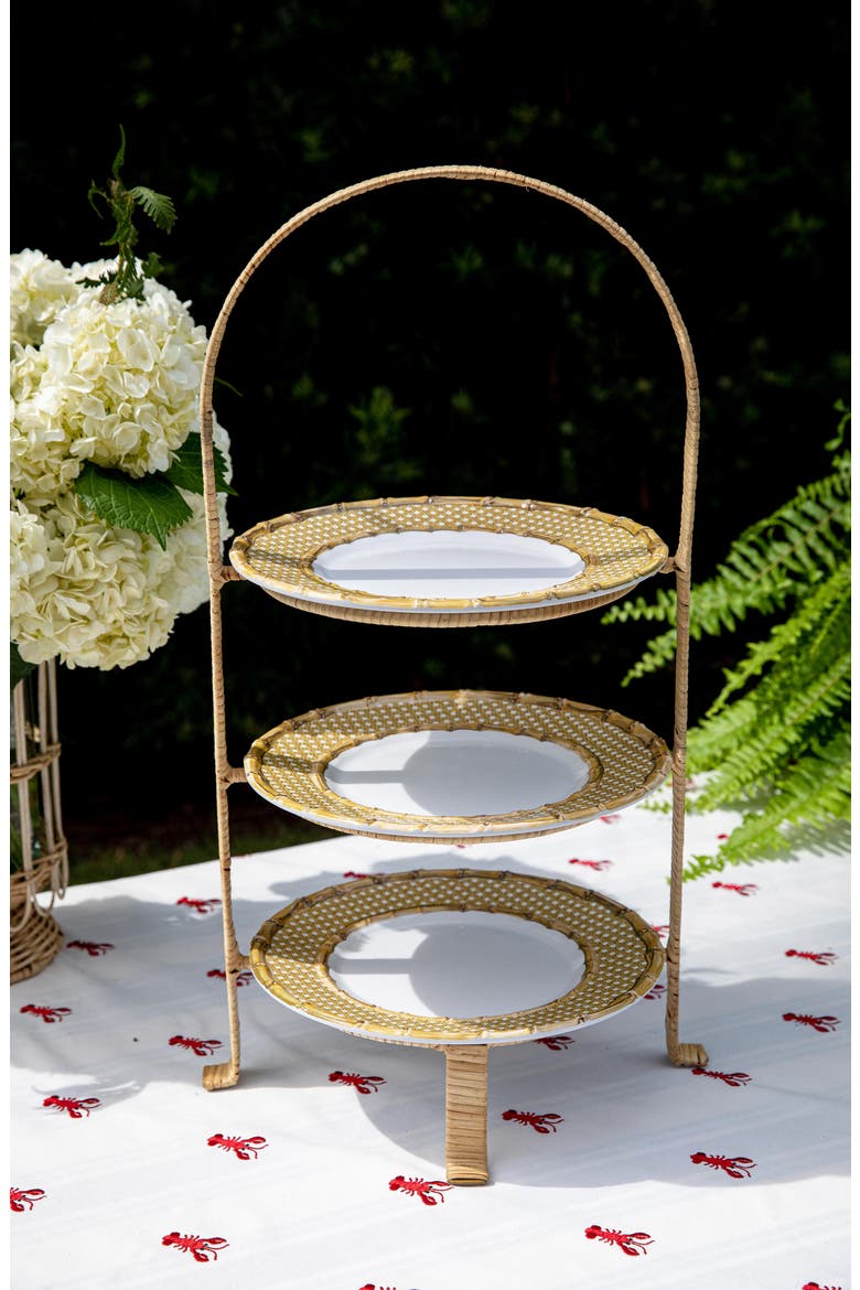Provence Rattan Three-Tier Server, Alternate, color, NATURAL/ WHITEWASH