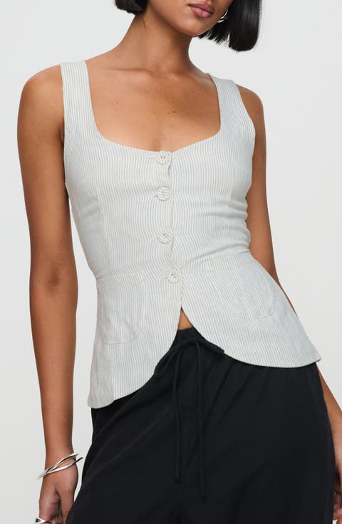 Spirito Pinstripe Square Neck Vest