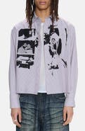 JADED LONDON Stripe Graphic Button-Up Shirt
