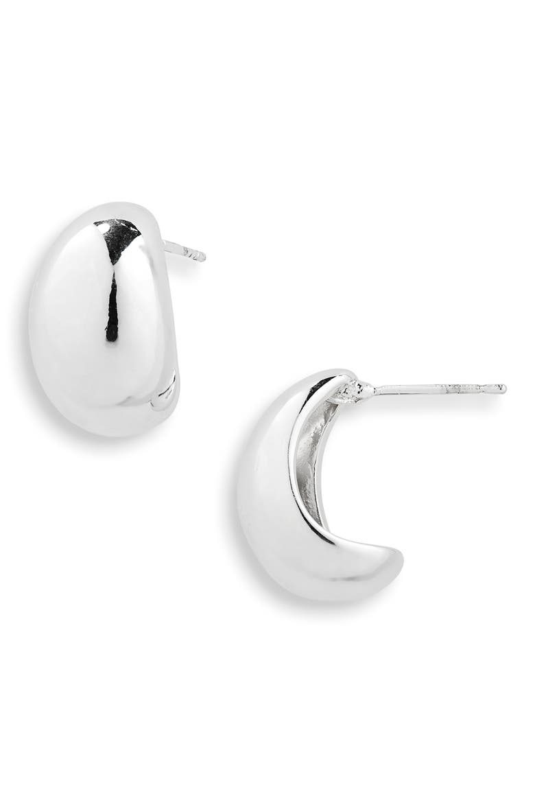Oval Hoop Earrings, Main, color, SILVER