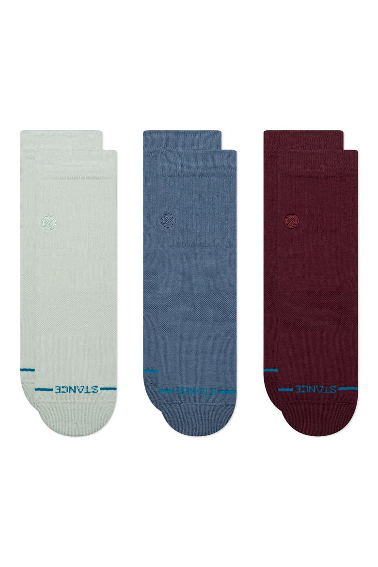 Icon 3-Pack Quarter Crew Socks, Main, color, PALEBLUE