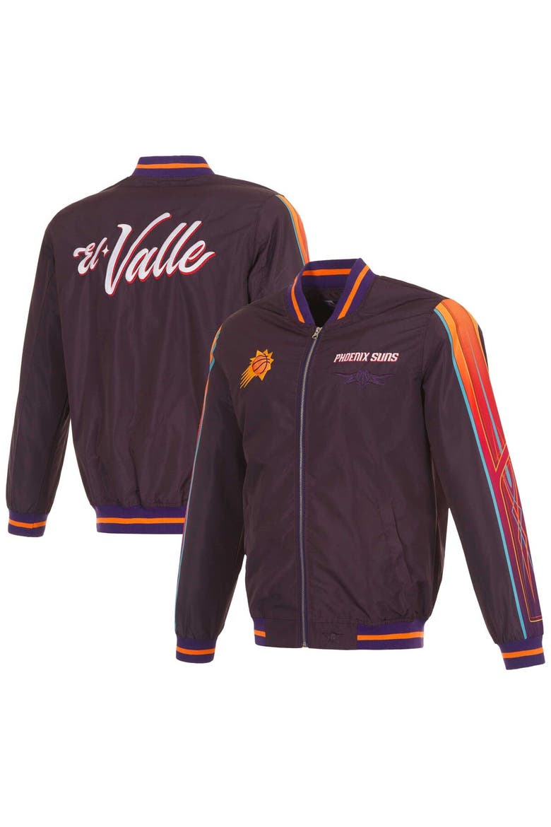 Men's JH Design Purple Phoenix Suns 2023/24 City Edition Nylon Full-Zip Bomber Jacket, Main, color, Purple