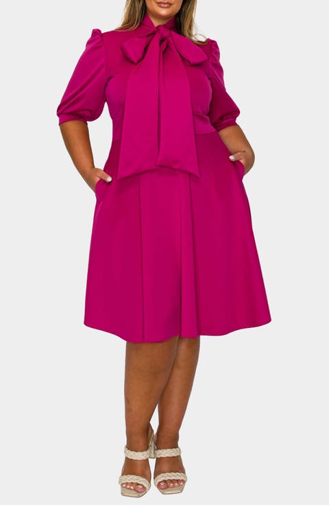 Carina Donna Fit & Flare Midi Dress (Plus)