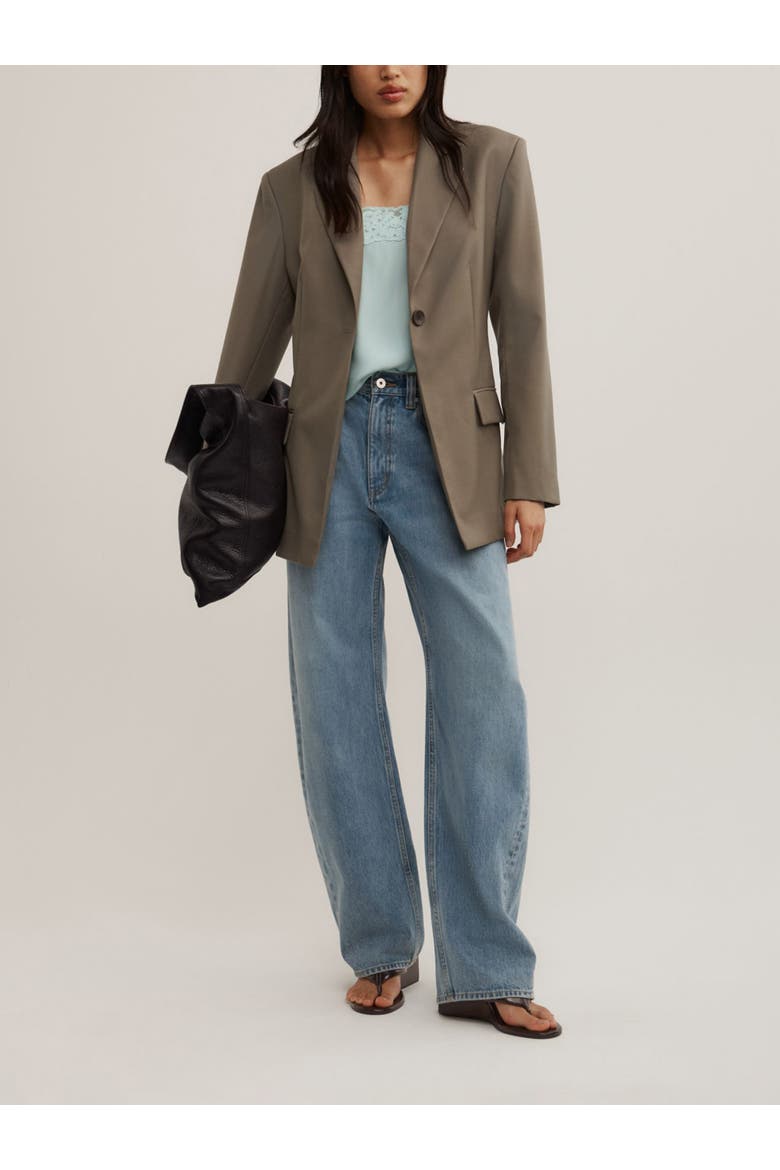 Tab Detail Longline Blazer, Alternate, color, Khaki