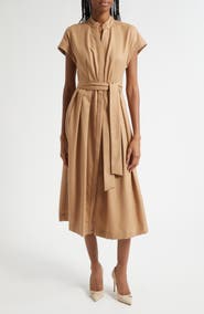 Eleventy Belted Wool Blend Midi Dress