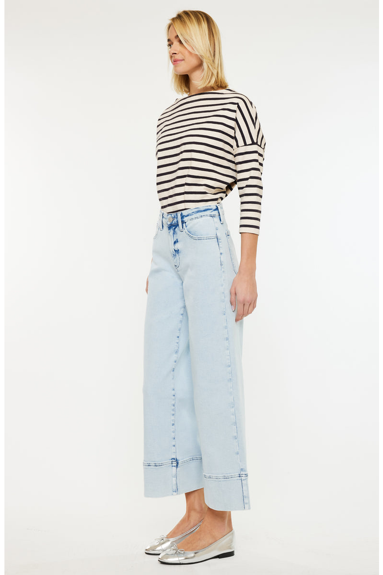 Kassie Essentials Cropped Wide Leg Jeans, Alternate, color, Light Wash