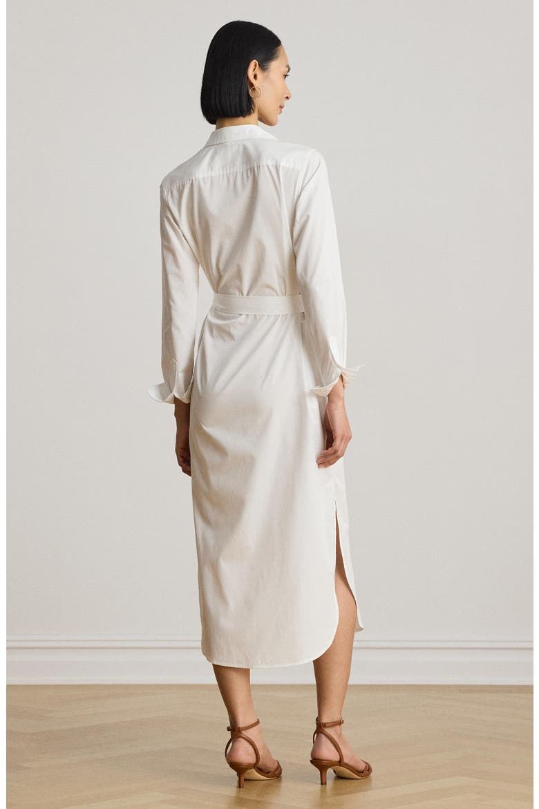 Amity Chest Logo Tie Waist Maxi Shirtdress, Alternate, color, WHITE