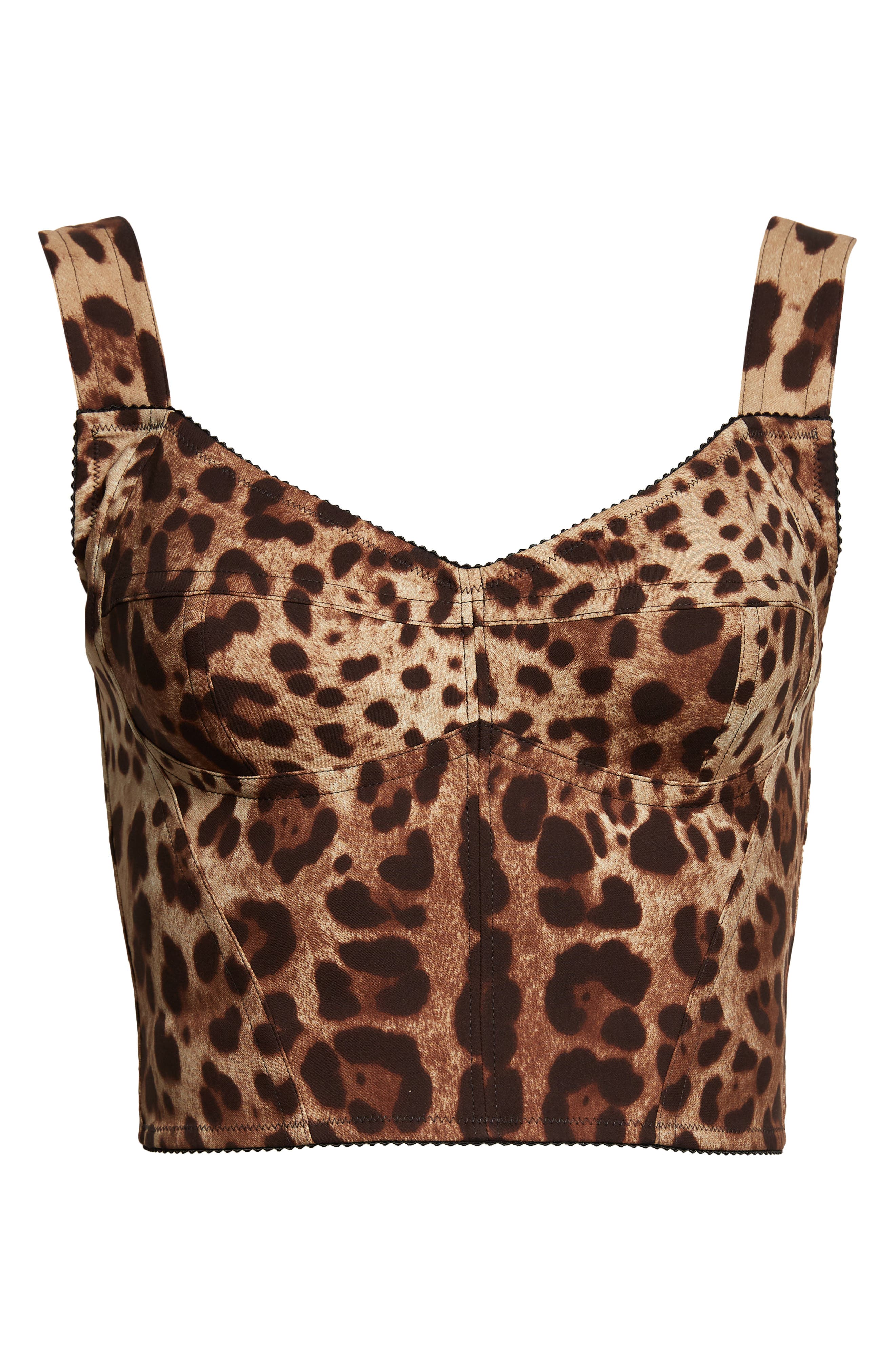 Dolce & Gabbana Printed Stretch Silk Blend Bodice In Brown