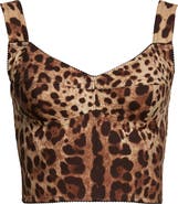 Dolce&Gabbana Leopard Print Silk Blend Charmeuse Bustier Top