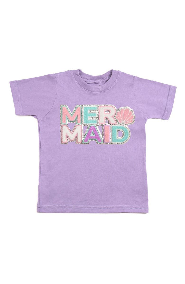 Sweet Wink Mermaid Patch Short Sleeve T-Shirt, Main, color, Lavender