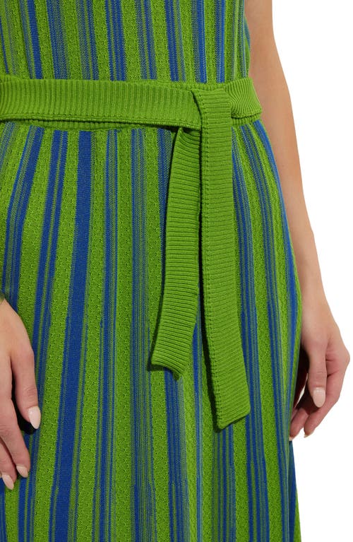 Misook Modern Fit Sleeveless Rib Knit Dress In Satin Sky/matisse Green