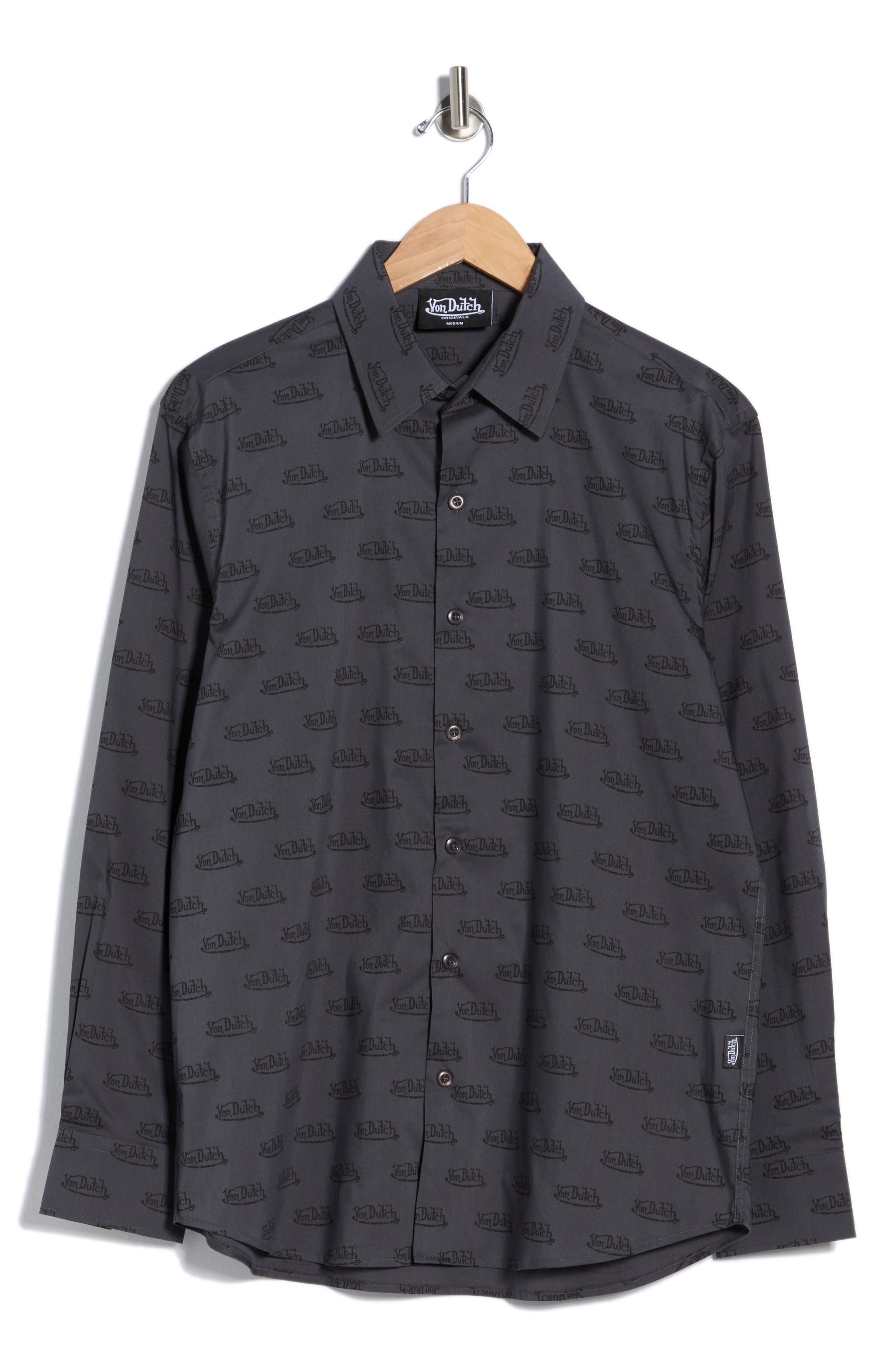 Von Dutch Logo Print Button-Up Shirt