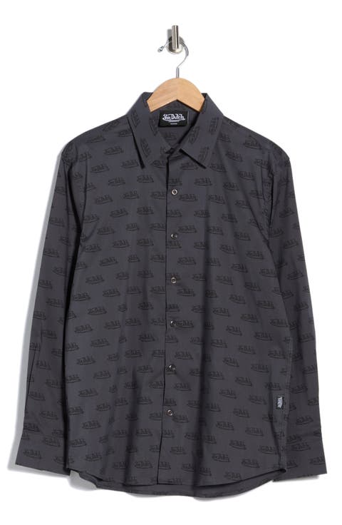 Logo Print Button-Up Shirt