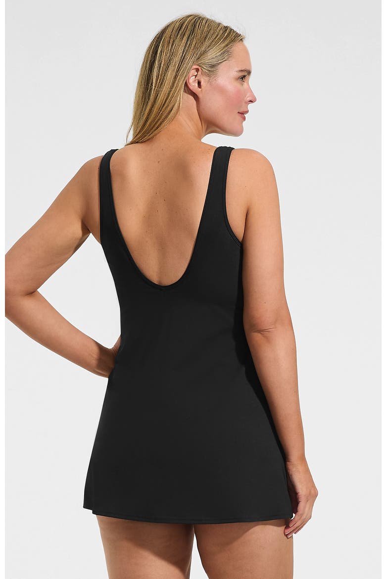 Plus Size Scoop Neck Mini Swim Dress Swimsuit, Alternate, color, Black