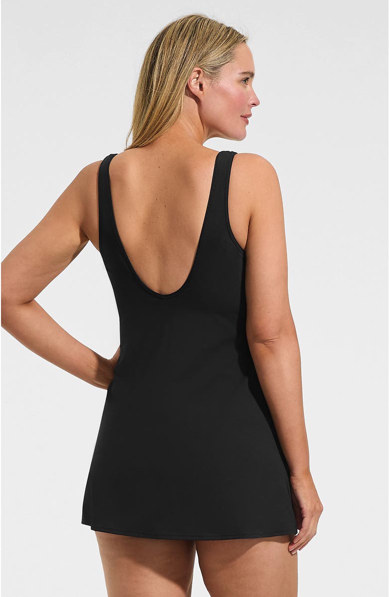 Lands' End Plus Size Scoop Neck Mini Swim Dress Swimsuit, Alternate, color, Black