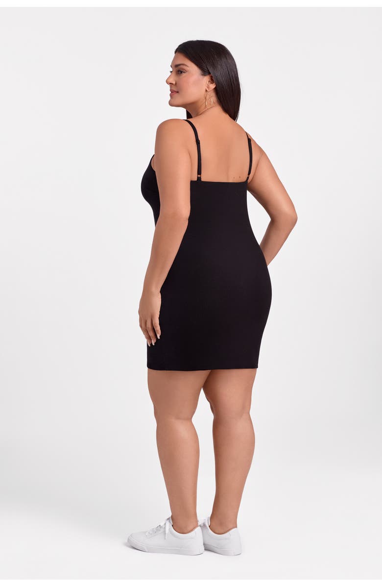 S3 Apparel Sculpting Shapewear Rib Scoop Neck Cami Mini Dress, Alternate, color, Onyx Black Rib