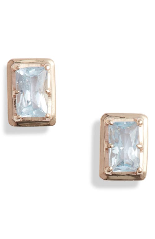 Anzie Blue Topaz Baguette Stud Earrings in Yellow Gold/Blue  product