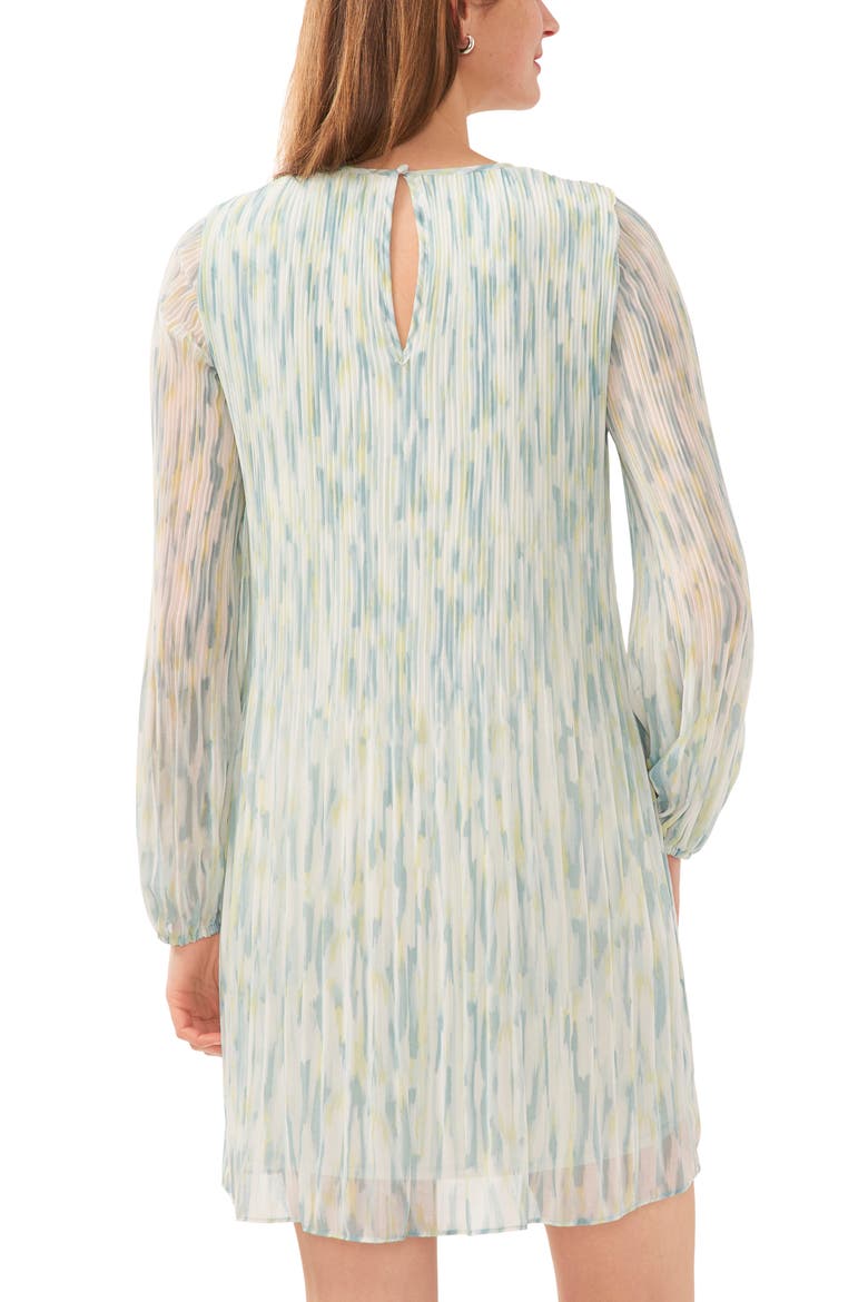 Abstract Print Release Pleat Long Sleeve Minidress, Alternate, color, FRESH MINT GREEN