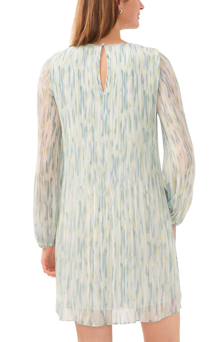 Halogen<sup>®</sup> Abstract Print Release Pleat Long Sleeve Minidress, Alternate, color, 
