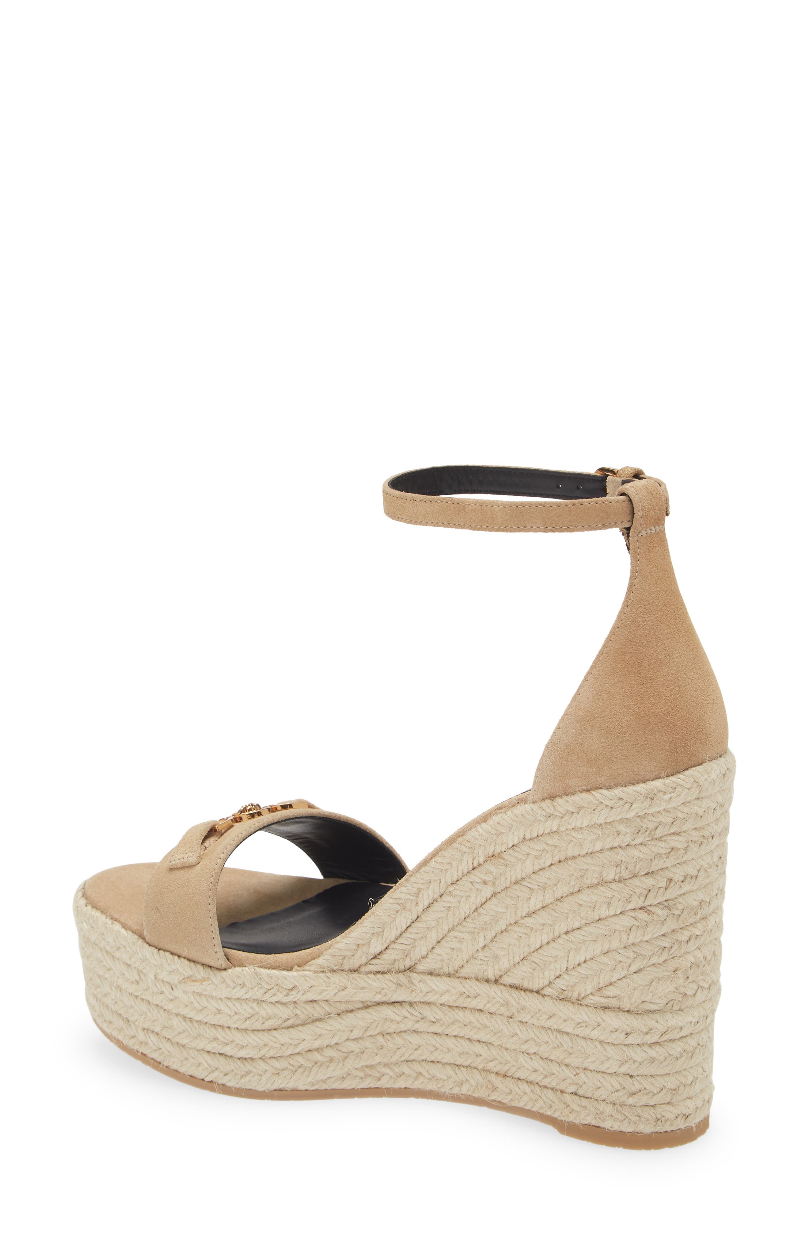 Versace Medusa '95 Espadrille Wedge Sandal, Alternate, color, Mastic/ Versace Gold