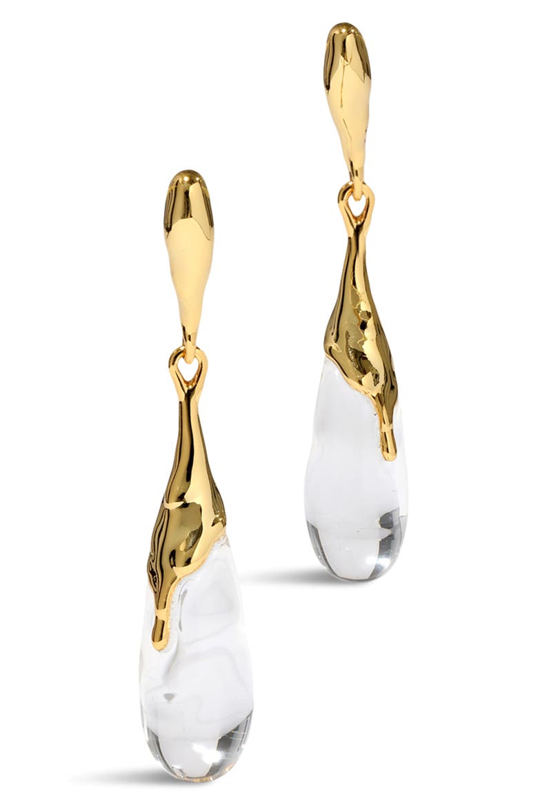 Liquid Lucite Teardrop Drop Earrings, Main, color, YELLOW GOLD