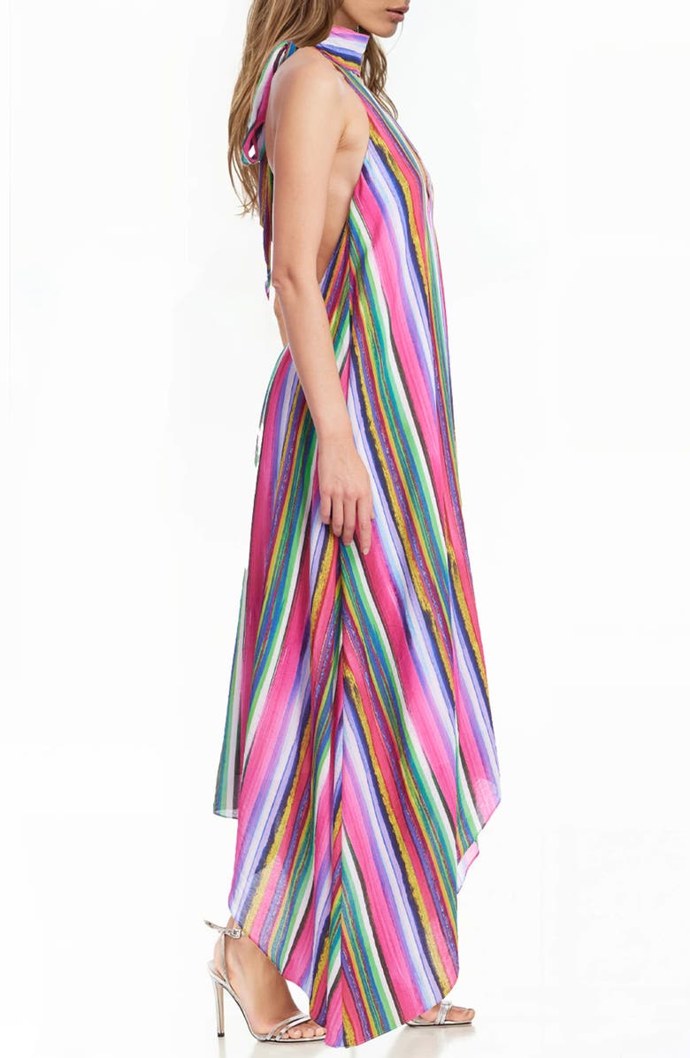 Jewel Badgley Mischka Stripe Shark-Bite Hem Sundress, Alternate, color, Green Multi
