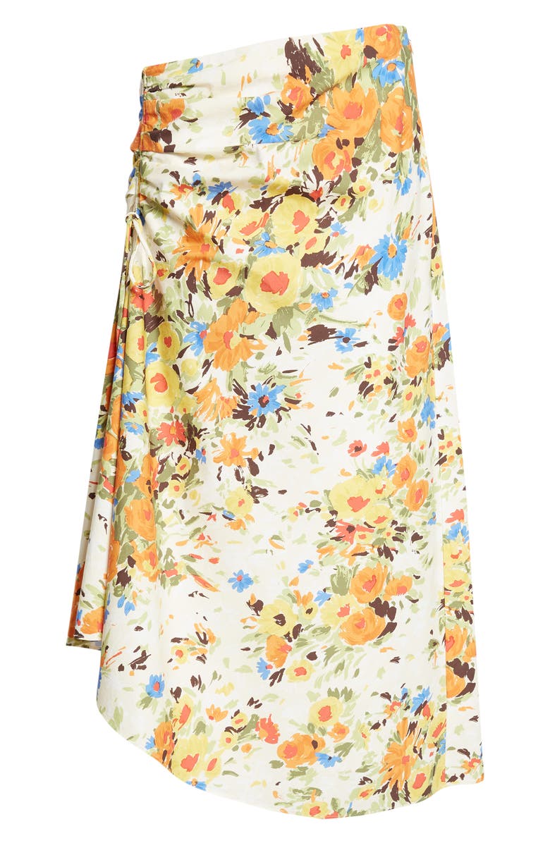A.L.C. Naomi Floral Print Ruched Skirt, Alternate, color, Butter/ Poppy Multi