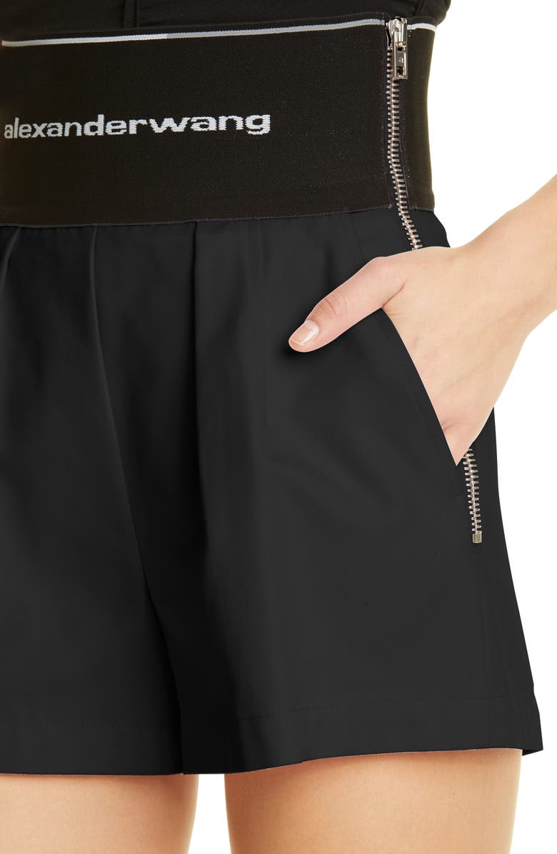 Alexander Wang Carrot High Waist Logo Shorts, Alternate, color, Black