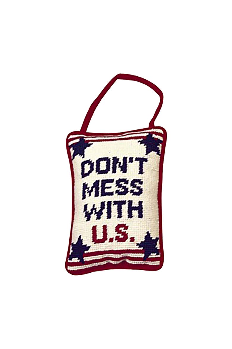 Don't Mess with US Needlepoint Throw Pillow, 5" x 8", Alternate, color, White