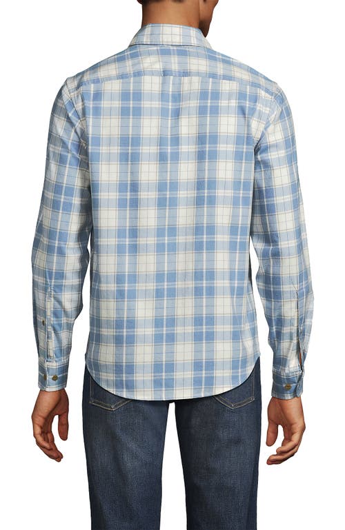 Lands' End Coastal Flannel In Pale Slate Blue/ivory Plaid