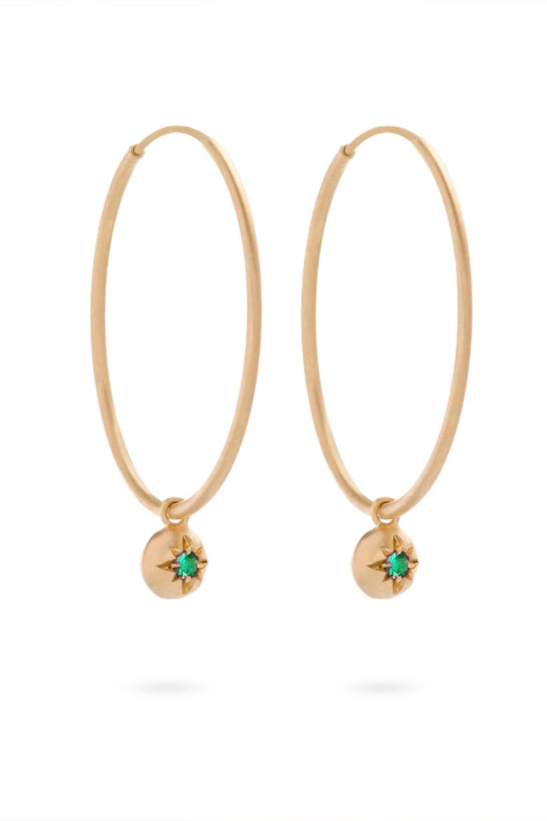 Moon Hoops Emerald. Handmade in Italy, Main, color, Emerald