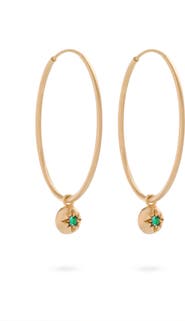 Eloise Jewelry Moon Hoops Emerald. Handmade in Italy