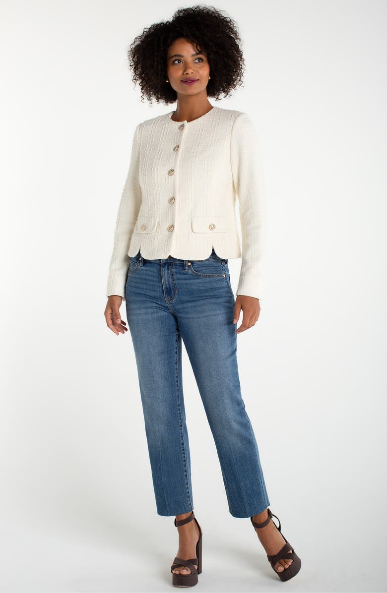 Liverpool Los Angeles Scallop Trim Jacket, Alternate, color, Cream Boucle